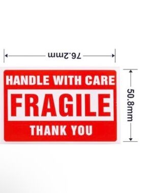 50 Fragile Stickers for Shipping 3 x 2 Inch, Permanent Adhesive Fragile Labels